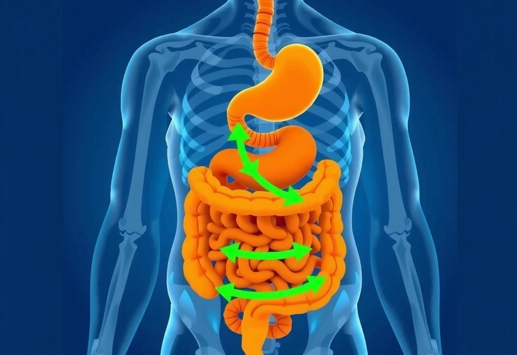 Diagramă schematică a absorbției proteinelor